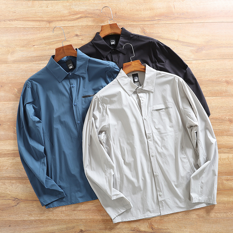 Di* Affordable Alternative, Thin as a Cicada's Skin, Cool and Breathable Spring/Summer Men's Outdoor Casual Collared Long-Sleeve Shirt