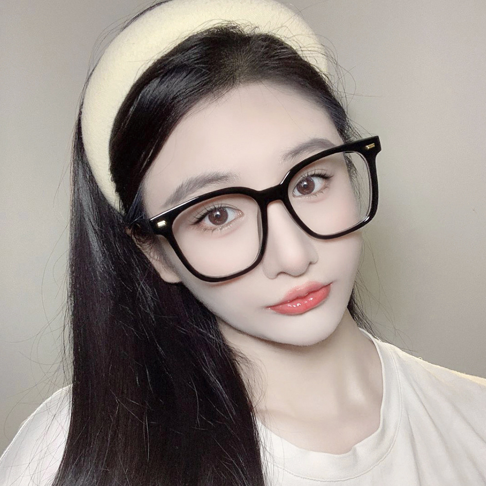 Retro Black Frame Little Red Book Myopia Glasses Men's and Women's Square Gradient Frame Men's Anti-Blue Light Flat Glasses