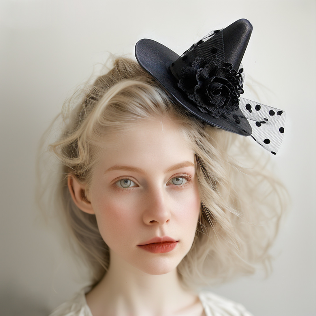 Halloween Mesh Witch Hat Magic Hat Witch Prom Party Props Adult Hair Accessories FJ-198
