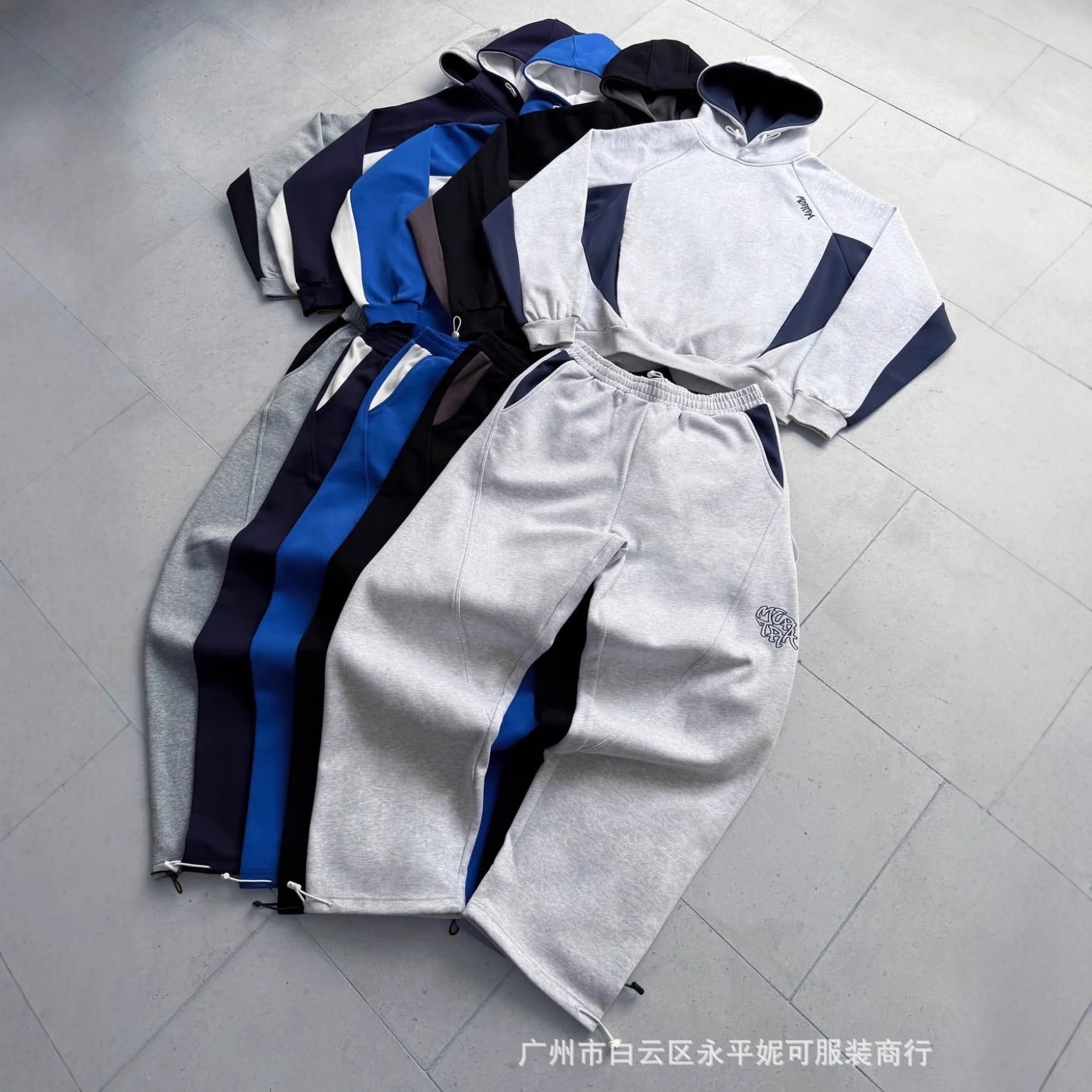 拼色连帽衫街头嘻哈宽松运动卫衣长裤 Fotografie QC de pe WEIDIAN pe Qualit.ly