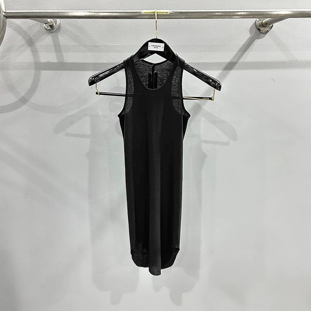 European and American dark RO style women's vest elastic slim fit solid color tank top 2025 summer commuting style close fitting vest