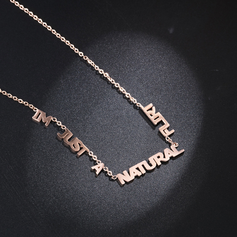 Ruona new creative titanium steel rose gold English letter necklace women's non-fading letter chain clasp chain jewelry wholesale