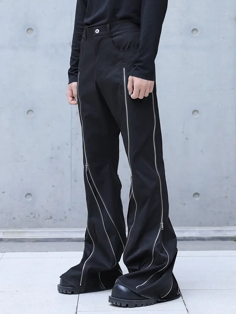 Chrysomallon 2025 New arrival Niche Original Design Multi-Zip Adjustable Straight-leg Flared Pants pants