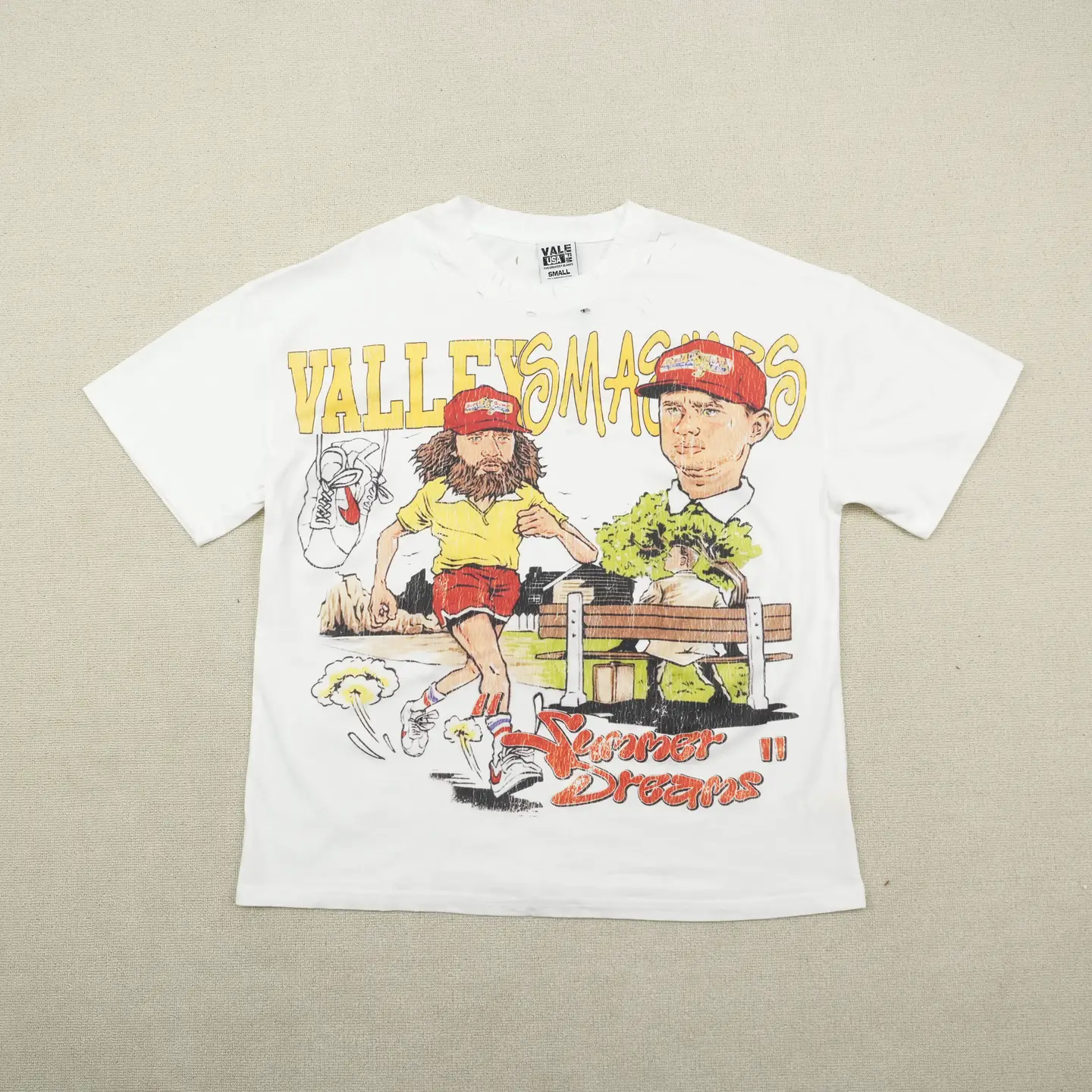 Red Hat Character Letter Print Logo Round Neck Short Sleeves