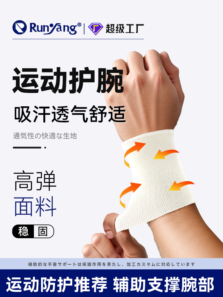 Cross-Border Knitted Polyester-Cotton Wristbands for Men and Women, Wrist Protectors, Wristbands, Sweat-Absorbent Basketball Volleyball Comfortable and Breathable Sleeves