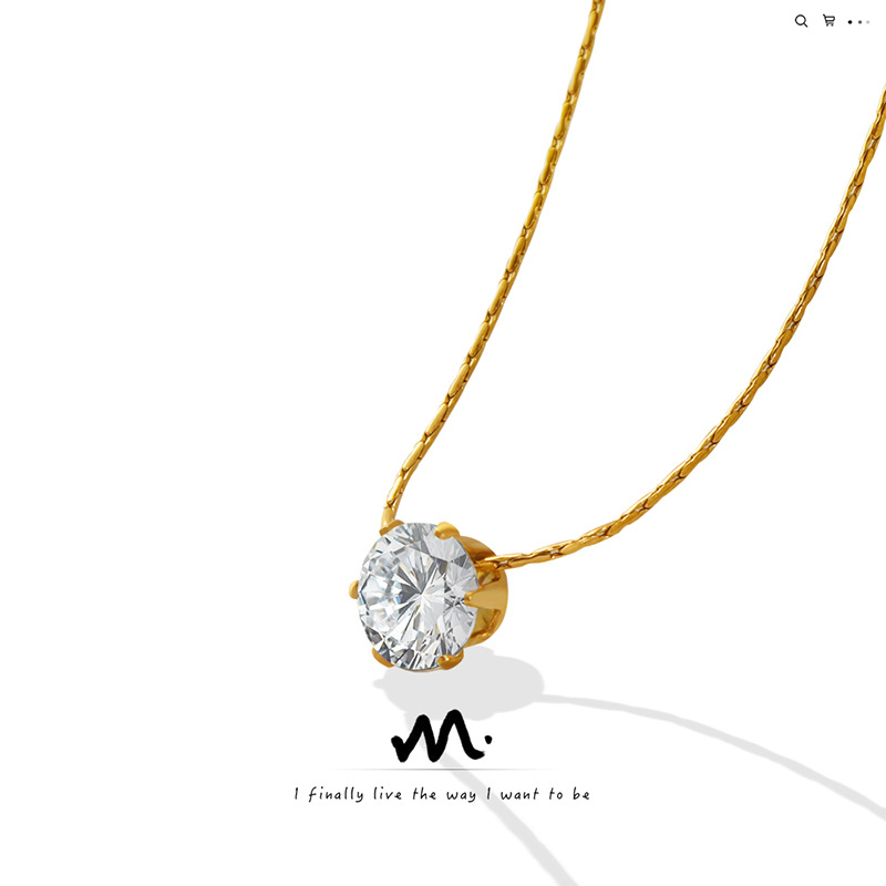 Romantic Fashion Personalized Clavicle Chain Jewelry Inlaid Single Diamond Zircon Necklace Lovers Niche Design Jewelry for Women