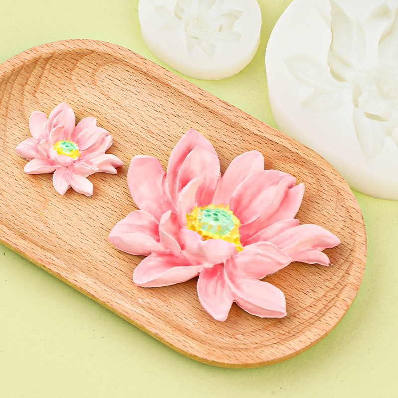 Big small size Lotus Silicone Mold Chocolate Mousse Lotus Cake Decorative Plaster Aromatherapy Candle Soap Mold