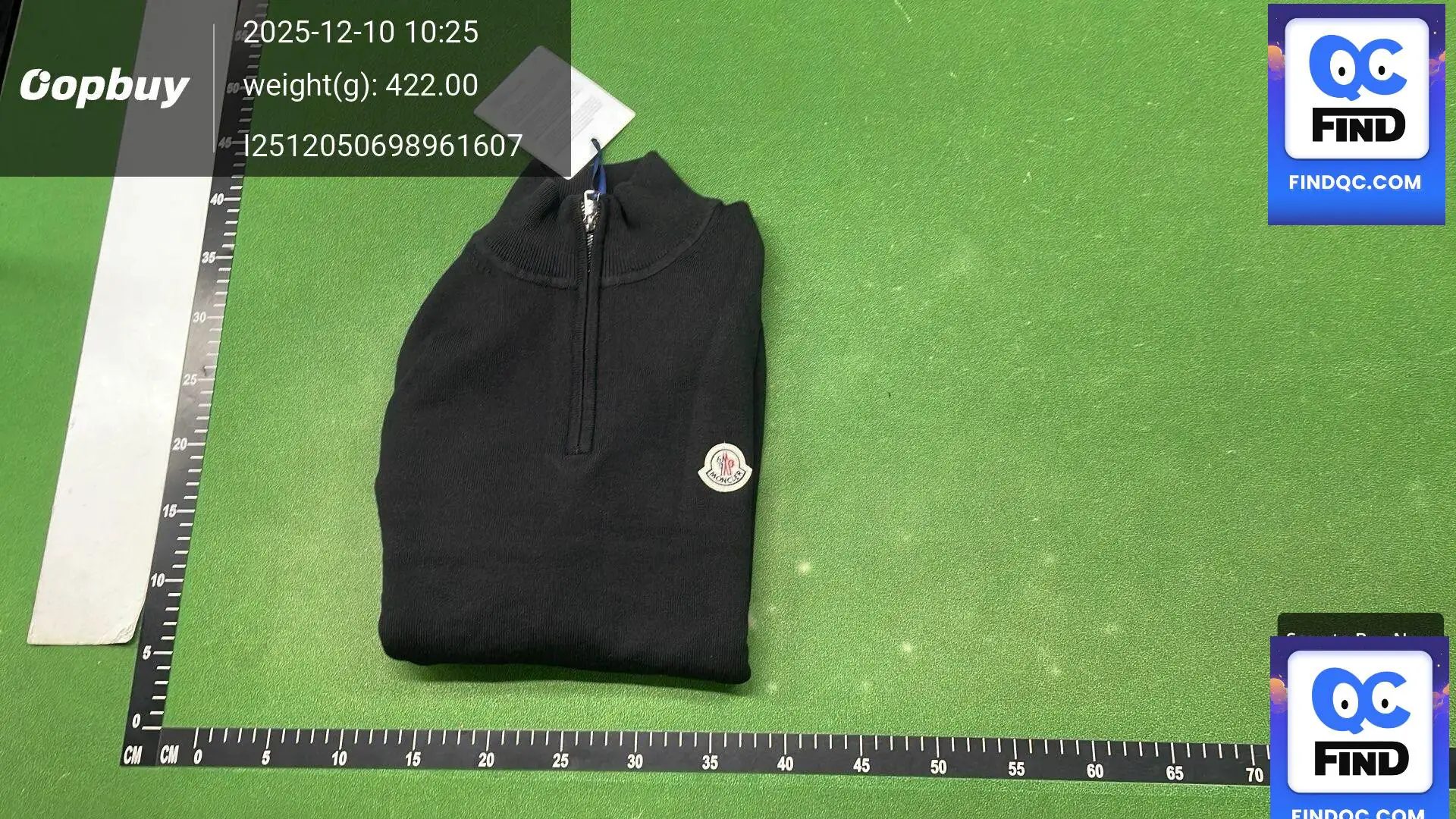 Moncler Black Half Zip Sweater