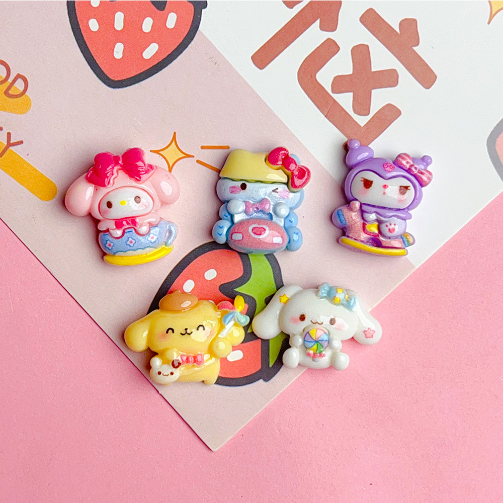 Play Sanrio Parchia Dog Cartoon Resin Accessories Diy Cream Glue Accessories Hairpin Head Rope Glue Dropping Mobile Phone Case