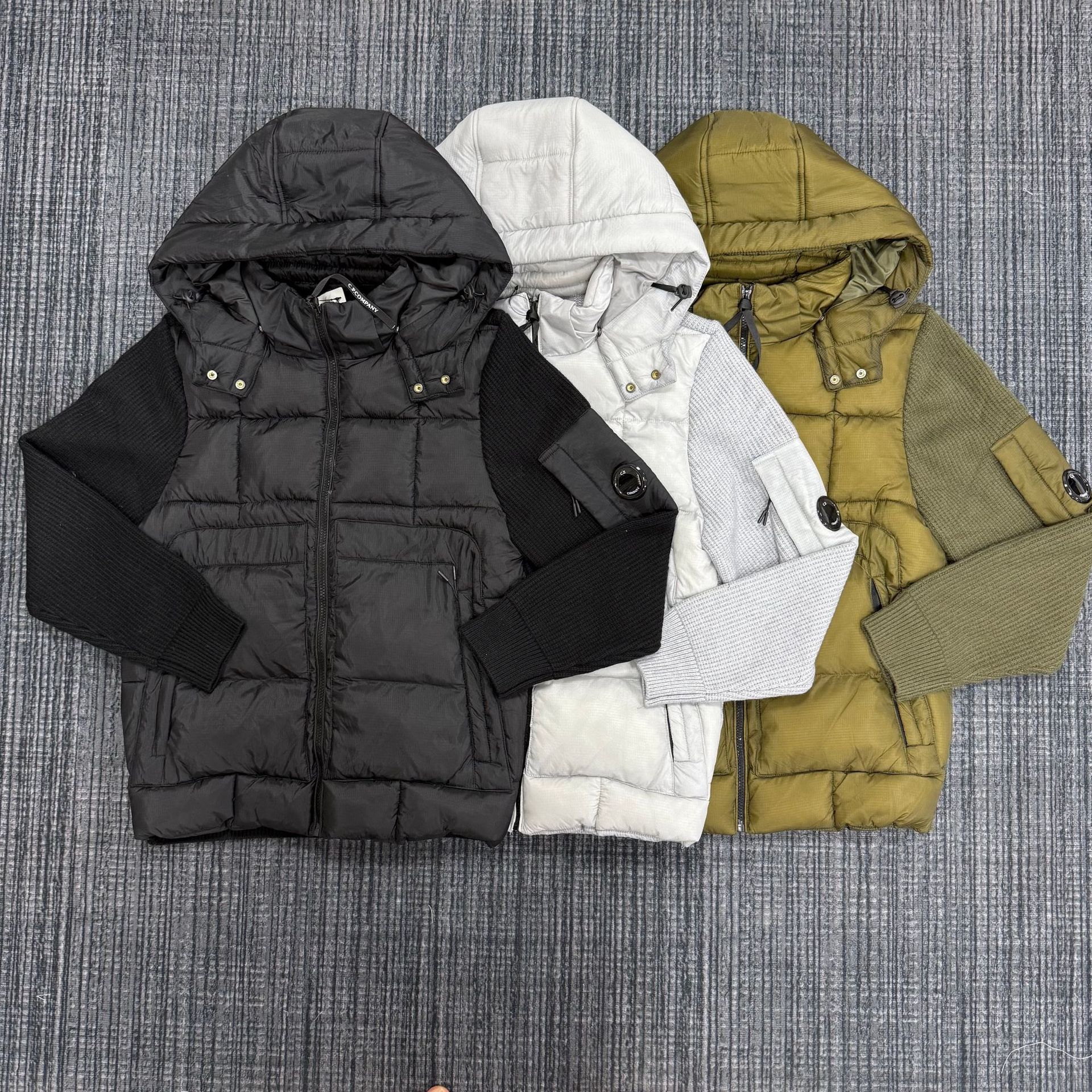 C.P Cross-Border Company Black Transparent Lens Patchwork Knitted Hooded Quilted Padded Jacket Functional QC-foto från 1688 på Qualit.ly