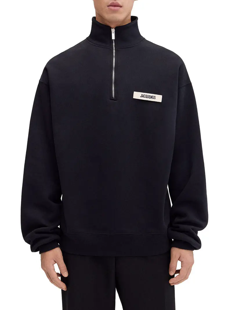 25 Spring and Autumn Jacquemus Men's Casual Stand Collar Sweatshirt Loose Long Sleeve Zipper Sports Top Same Style for Men and Women