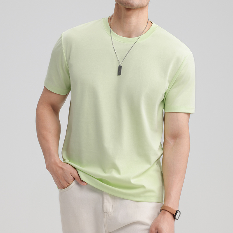 2025 Summer New Cotton Short-sleeved T-shirt Men's Solid Color Men's Clothes Men's Inner Base Clothes Boys