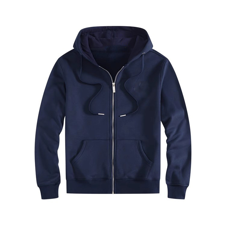 Men's Pure Cotton Sports Cardigan Sweatshirt, Autumn Thickened Fleece Casual Simple Jacket with Hood and Zipper QC-foto van TAOBAO op Qualit.ly