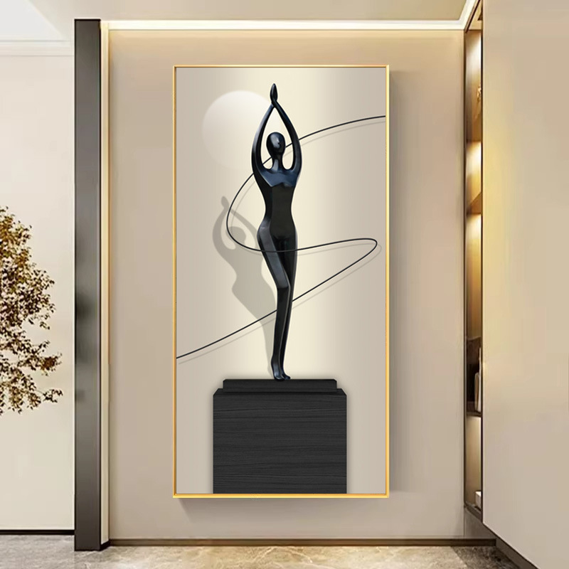 Modern Light Luxury Abstract Figure Decorative Painting for Entryway Corridor, High-End Art for Living Room Hallway, Vertical Hanging Painting
