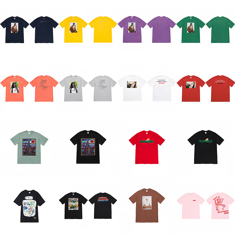 Heavy Weight Cross-Border American Fashion Supreme Letter Printed T-Shirt Box Round Neck Short-Sleeved Men's and Women's Loose Casual T-Shirts for Men and Women