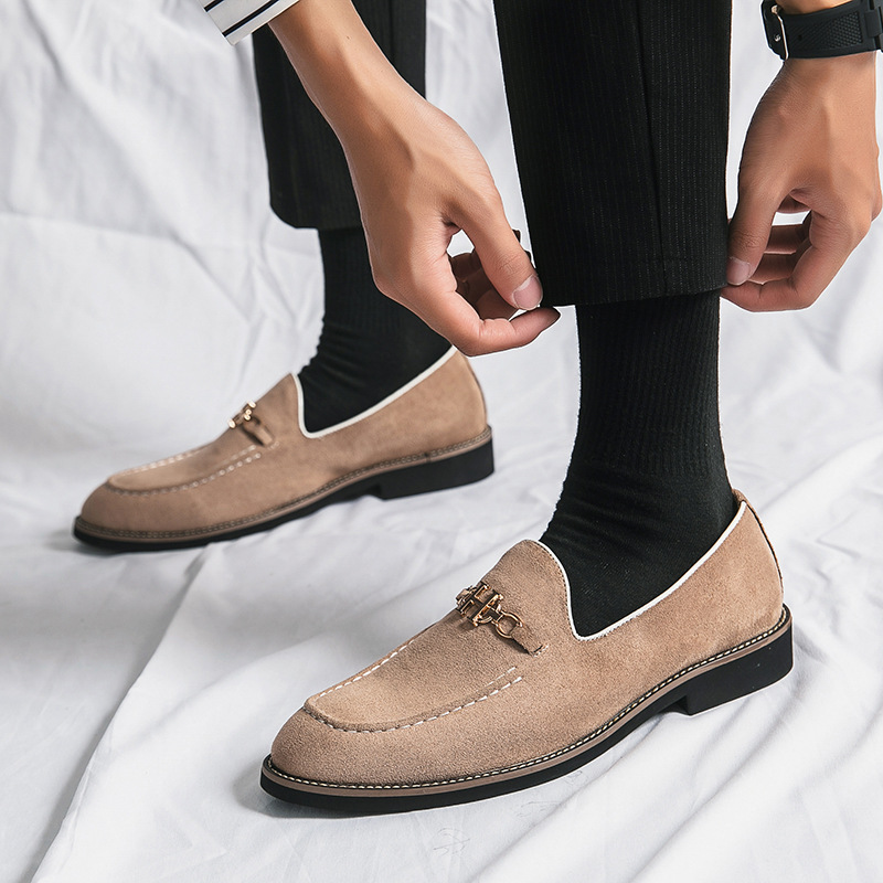 Cross-Border Autumn Slip-On Nubuck Leather Business Casual Shoes Large Size Leather Shoes Office Versatile Loafers Formal Men's Shoes