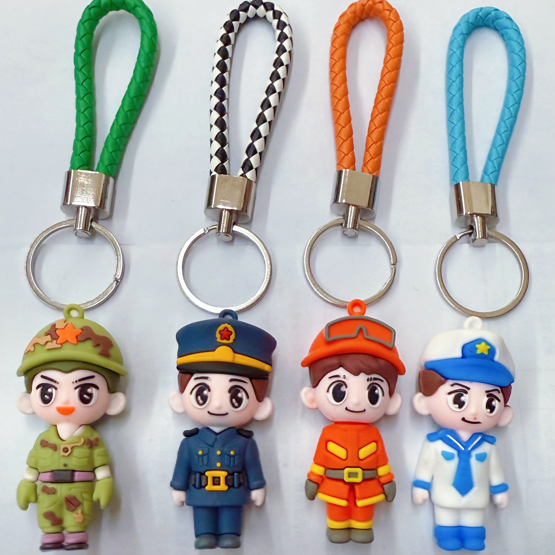 Cartoon Police-Themed Keychain Pvc Soft Rubber Wrist Strap Key Pendant Promotional Cultural and Creative Advertising Gift Small Gift