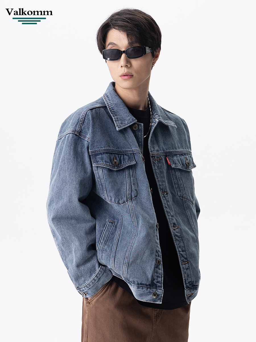 Laikke Men's Spring New Denim Jacket Men's American Retro Jacket Simple High-End Casual Jacket