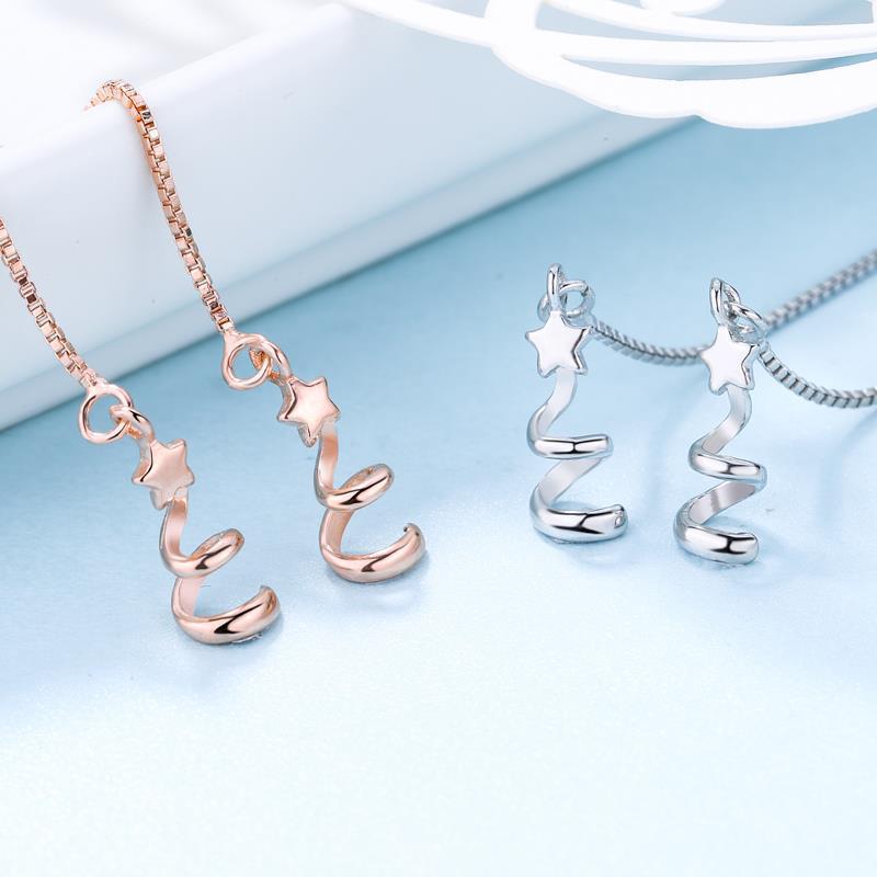 Korean Style New Arrival Rotating Star Earrings Women's Unique Simple Gold Plated Earrings Korean Style Fashion Box Chain Star Earrings