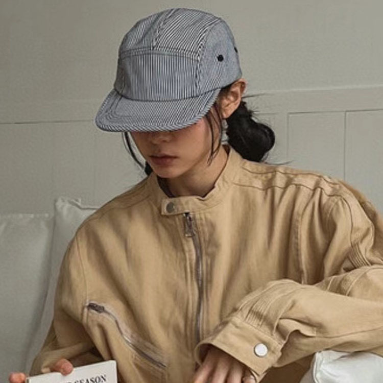 Korean Couple Striped Baseball Cap Men's Street Fashion Brand Hip Hop Flat Cap Spring and Summer Sunscreen Cap Women's Sunshade