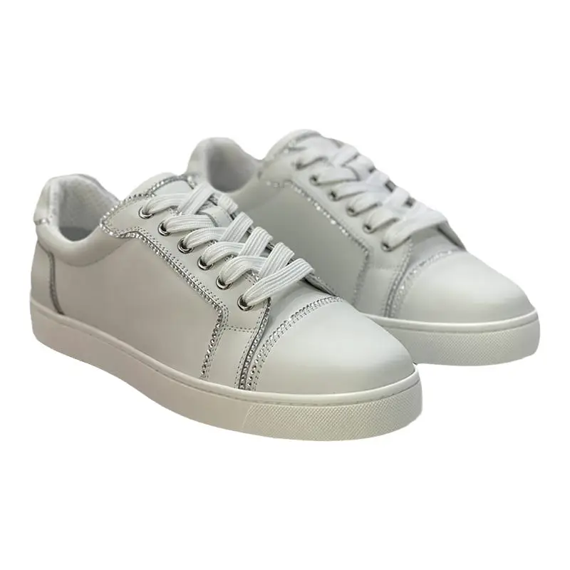 Low Ankle Cowhide Casual Cl Ciaga Men's Toe Layer Women's Sports White Fashion Diamond Breathable Round Toe Shoelace Sneakers