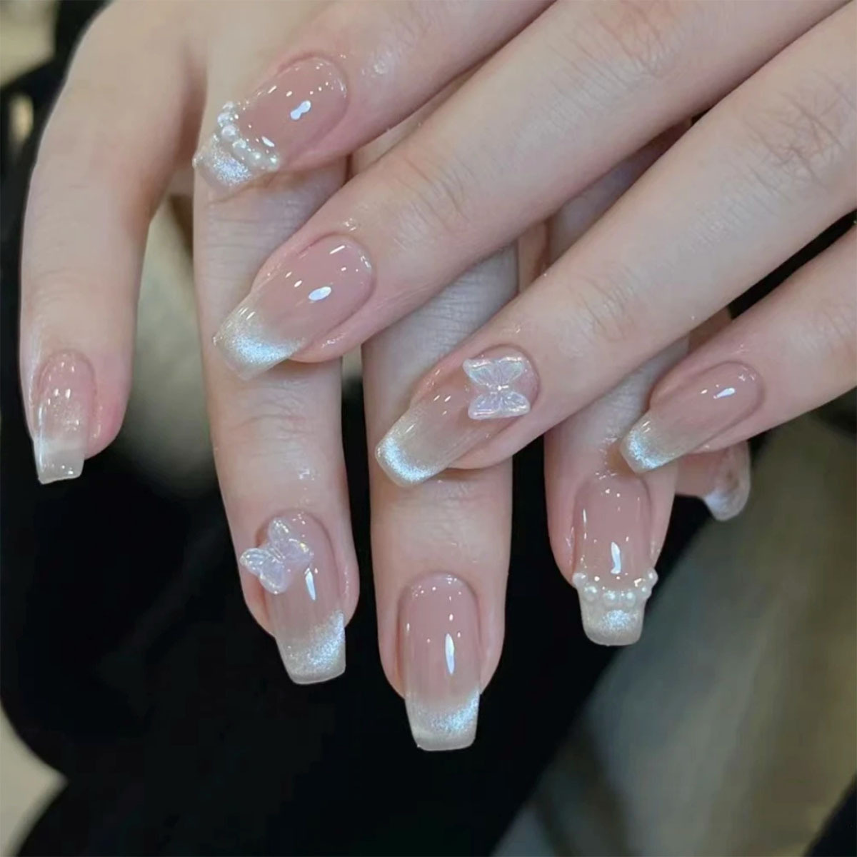 Fashion smile cat eye wear nail diamond nail patch removable nails White finished product wholesale