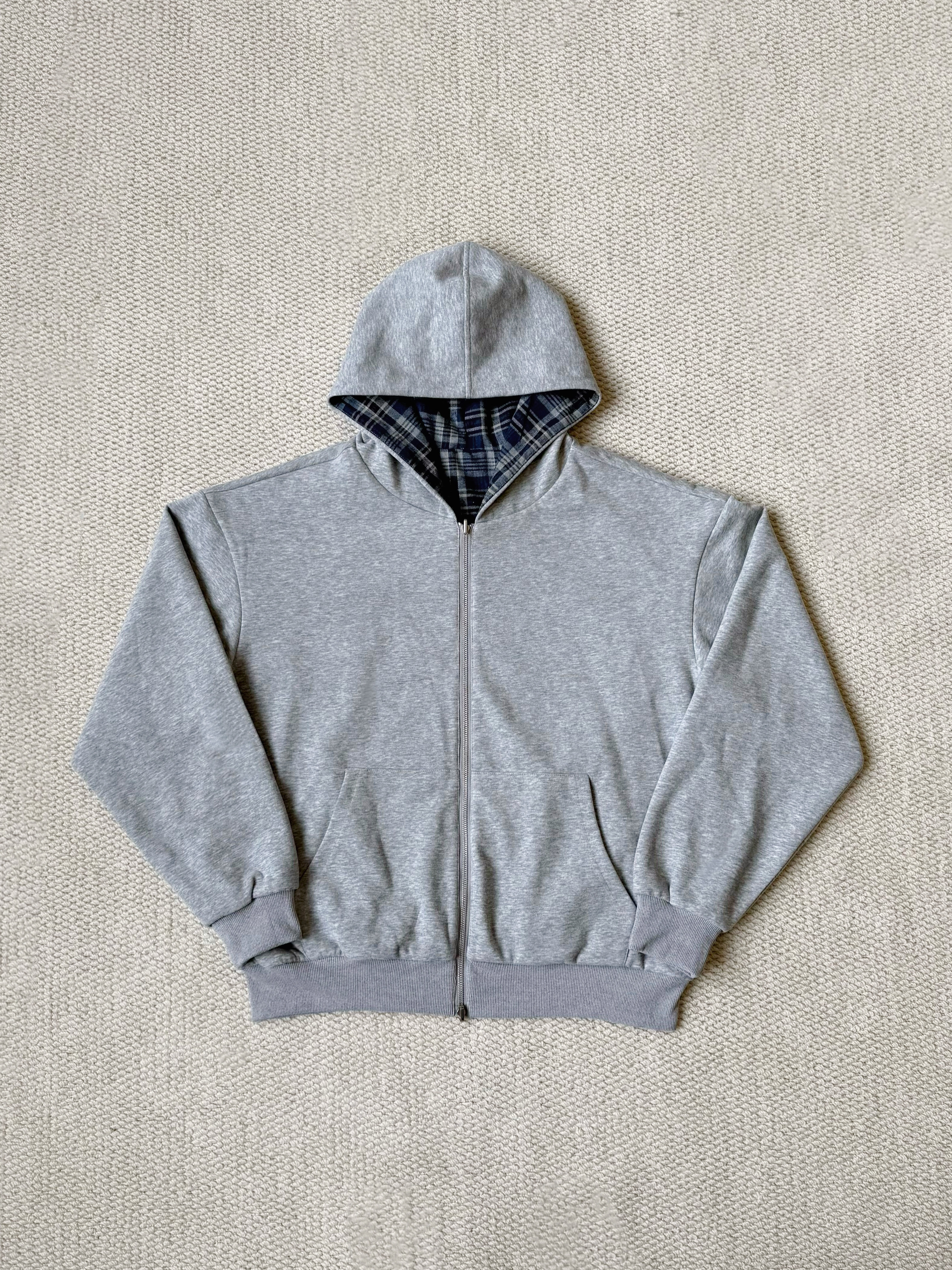 Reversible Gray and Blue Plaid Hooded Sweatshirt Cardigan Vintage American Retro QC-Foto von TAOBAO auf Qualit.ly