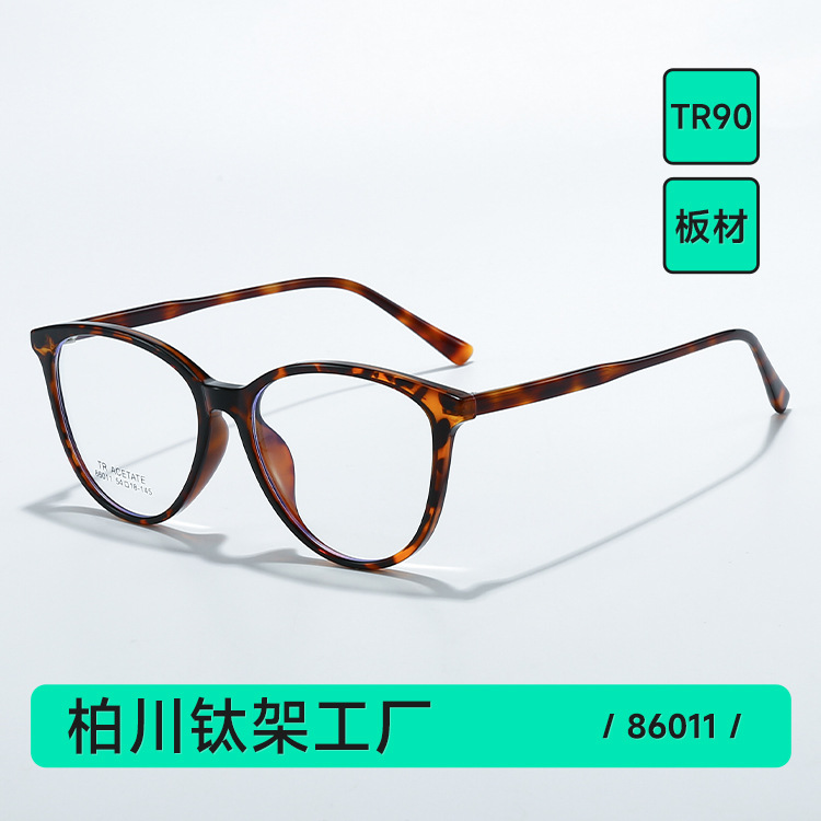 86011 Cat-Eye Eyeglass Frames Tr90 Material with Pins, New Style for Students, Unisex Prescription Eyeglass Frames, Fashionable Plain Glasses