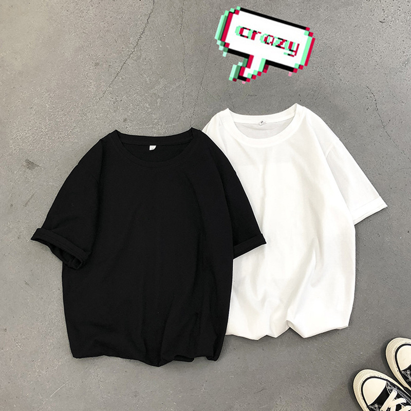 180g heavy cotton short-sleeved T-shirt men's summer loose white base shirt top clothes half-sleeved T-shirt couple wear ins