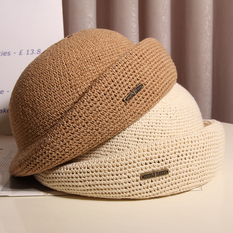 Beret Women's Summer Japanese Style Casual All-match Breathable Hollow-out Crochet Belly Cap Elegant and Elegant Curled Artwork Hat