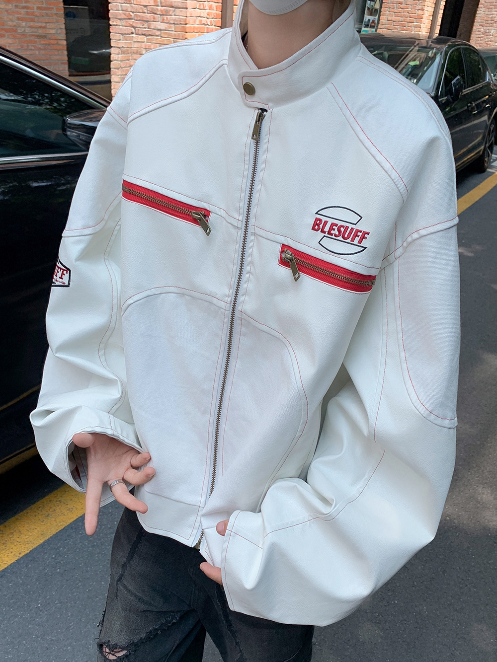 PU Leather Coat American Style Jacket Handsome Coat Men's Pilot Biker Suit hiphop Trendy Brand Loose plus size Vintage Top