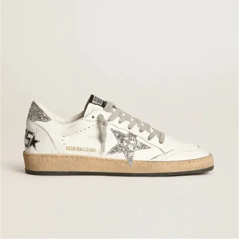 2025 Korean Distressed Sequin Star Dirty Shoes for Women Sequin Tail Flats Dirty Shoes Increased Casual White Shoes