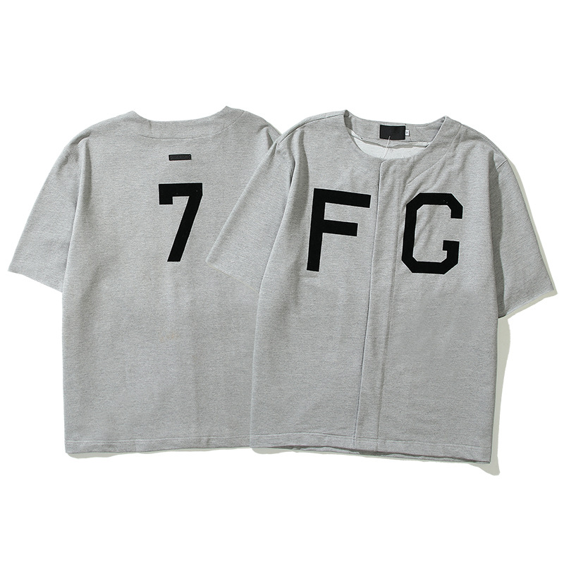 Summer American Street Trend Fg Letter Baseball Patch Rich High Street Trendy Short-Sleeved Shirts for Men and Women Half-Sleeved Tops Summer Trend