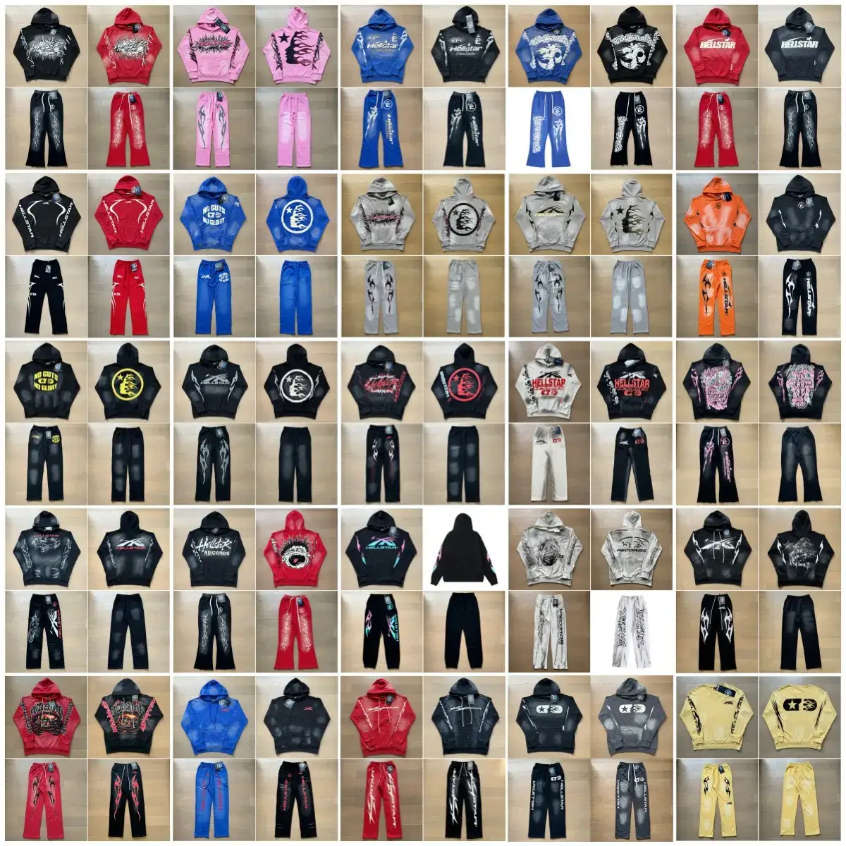 Foreign Trade Beauty Trendy Ins Explosive Vintage Printing Washed Old High Street Casual Fashionable Hooded Sweatshirt Pants suit