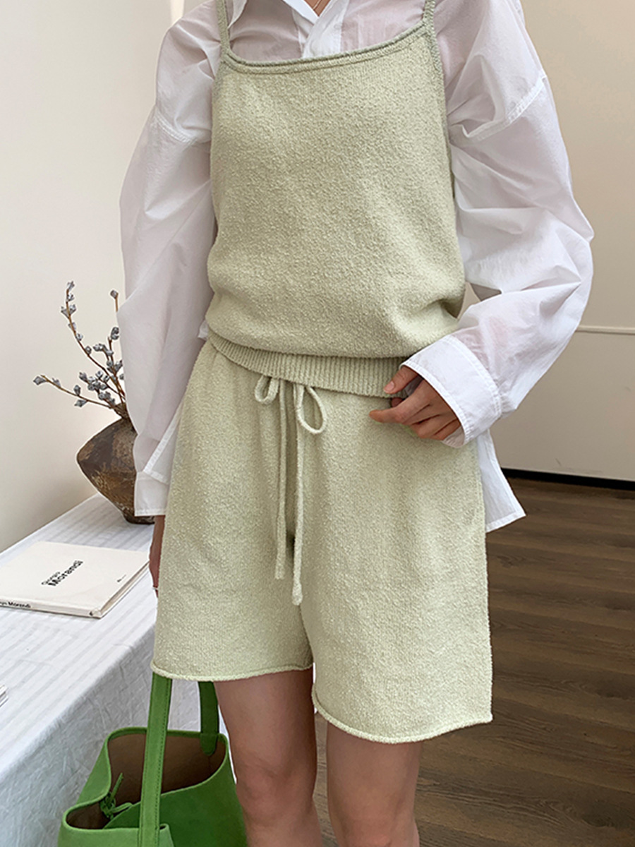 Love and Nancy Thirteen Lines Pure Cotton Summer Original New Cotton Drawstring Design Curled Woolen Shorts 21361
