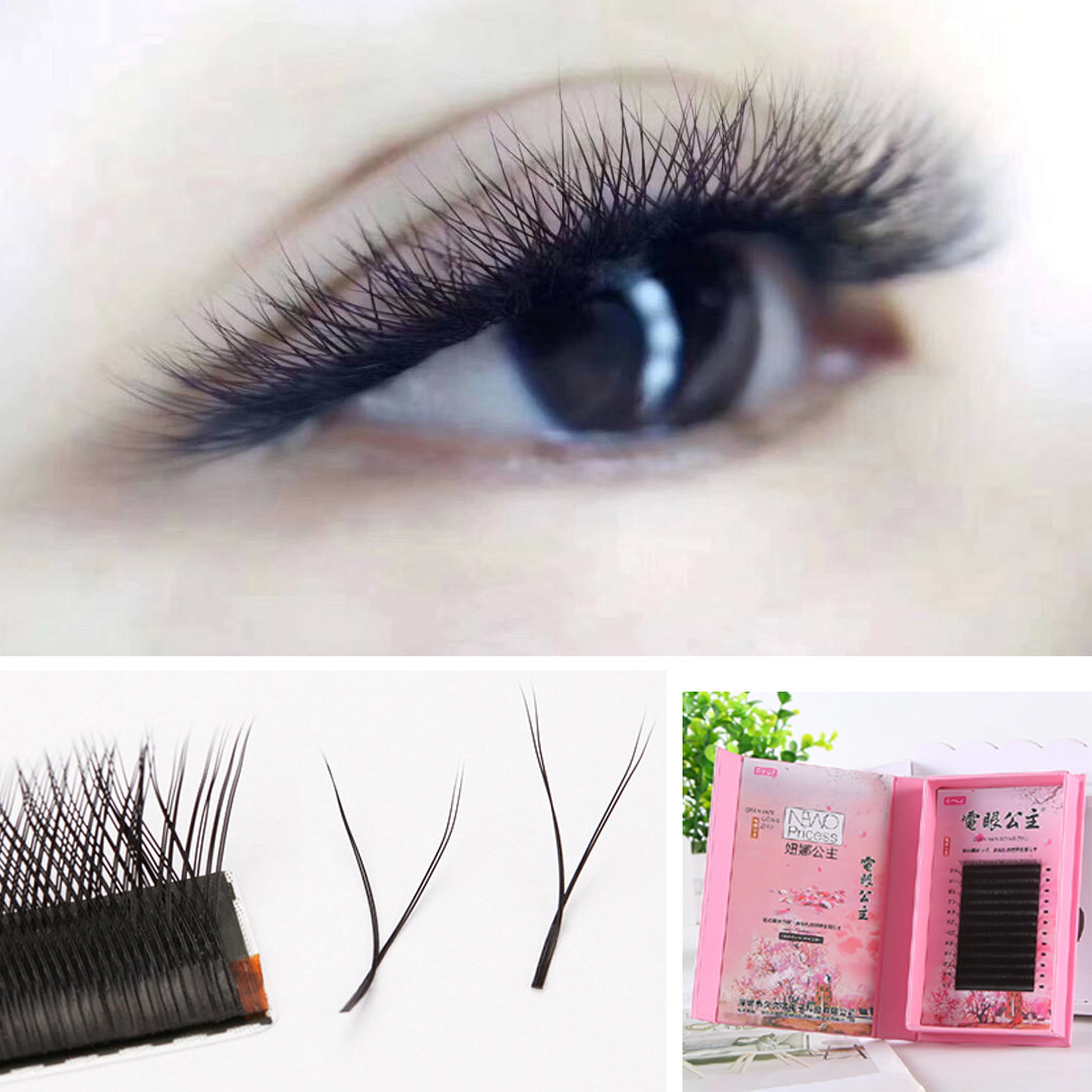 Y-type woven grafting eyelashes tulip girl planting false eyelashes yy Love Automatic one second mesh flowering