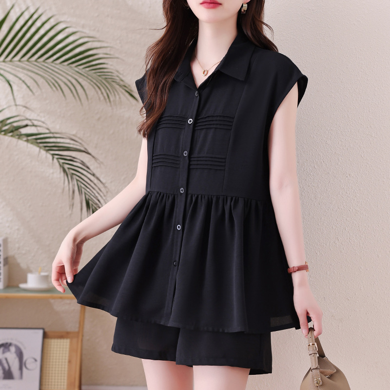 Casual Fashion Short Shirt Set 2026 Summer New European Style Plus Size Slimming Loose Two-Piece Set for Plus-Size Women