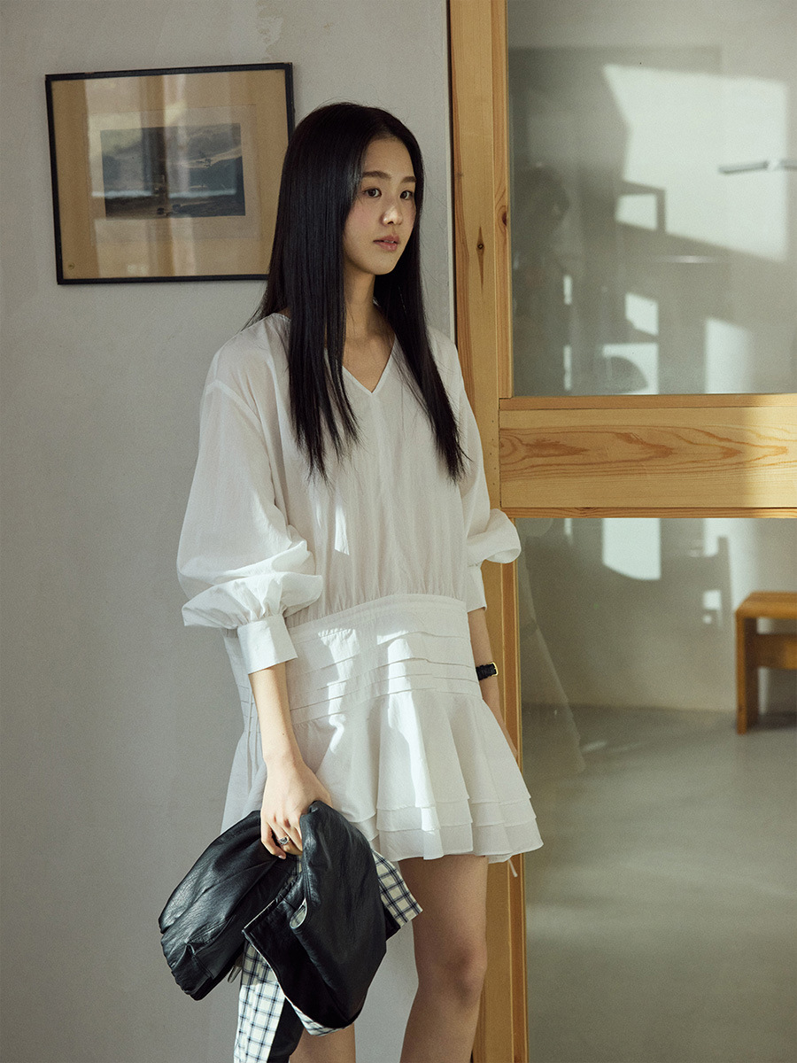 Spring Day Outing Tencel Hand-Pleated Cake Dress with Adjustable Waist Spring New Style Dress 20263