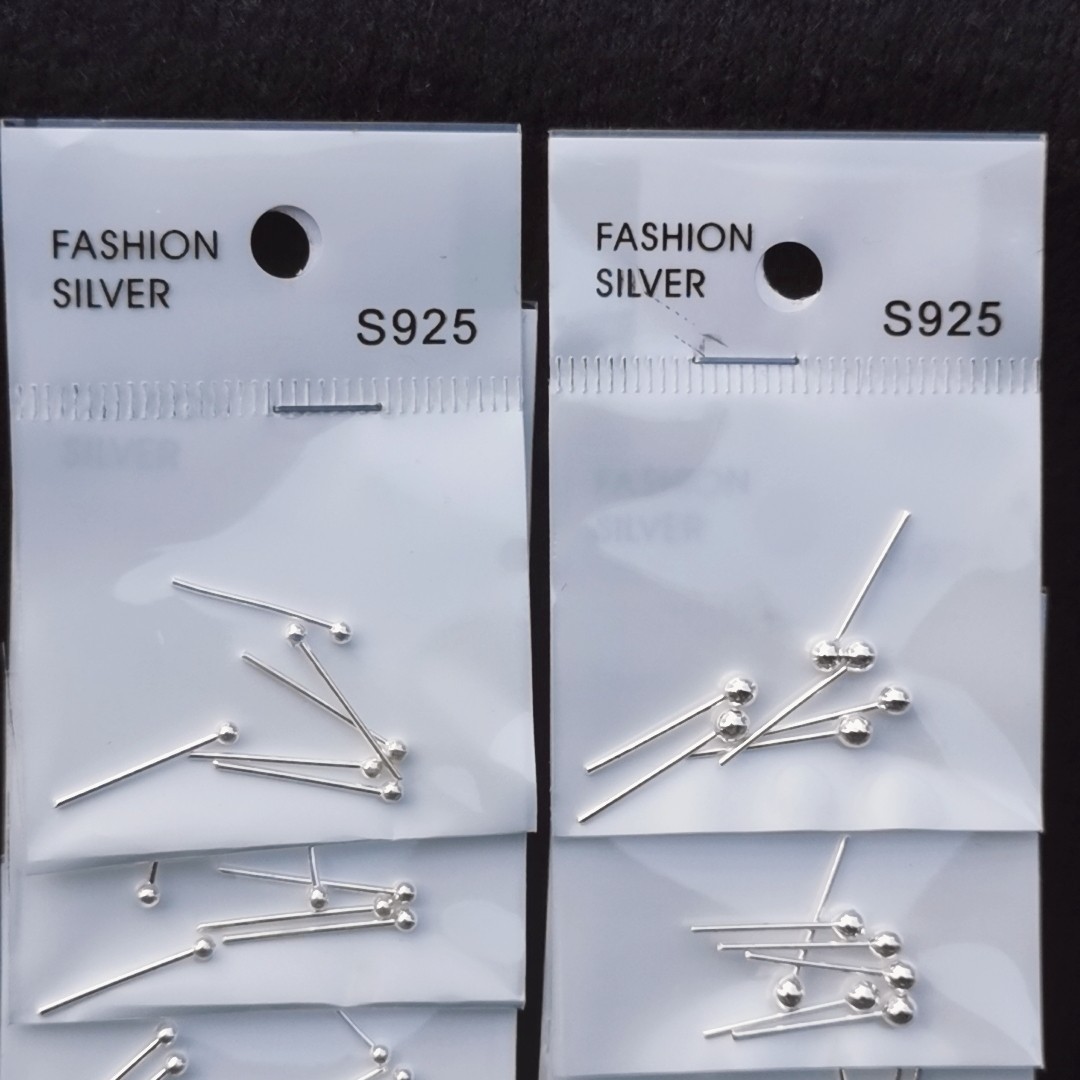 Simple Small Round Spherical Silver Plated Earrings Female Raised Ears Ear Stick Tremella Needle Hand-worn Ear Holes Ear Bone Nail