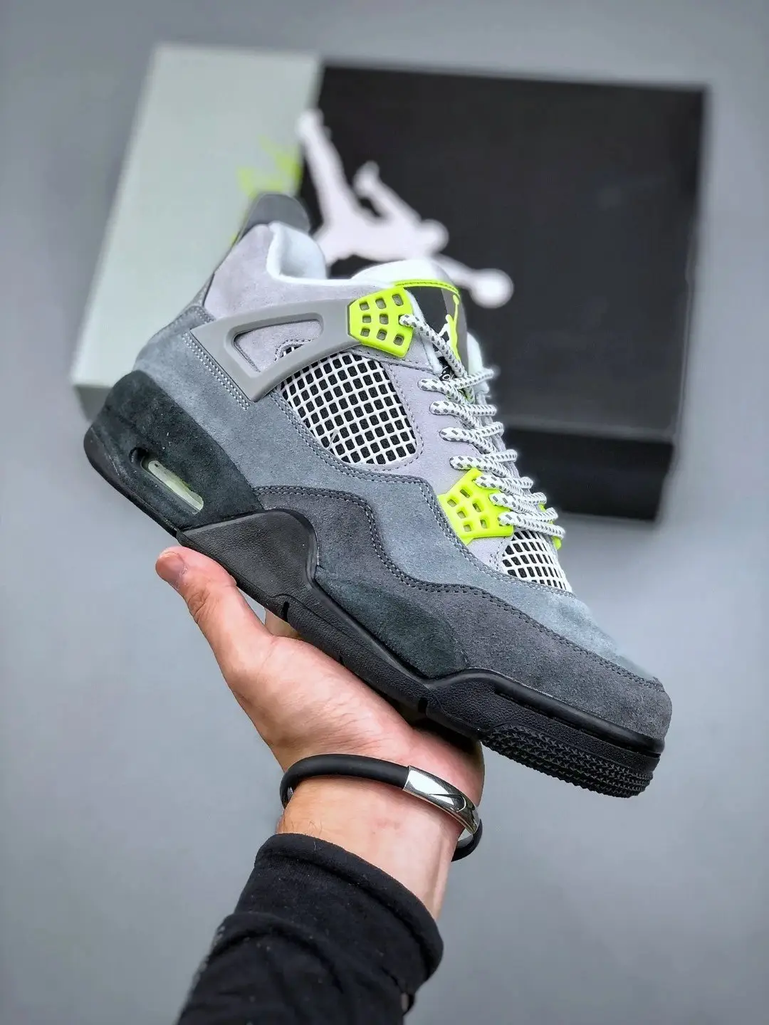 批💰350 【纯原顶版】Air Jordan 4 ‘95 Neon AJ4乔4 灰绿 尺码：40-47带半码