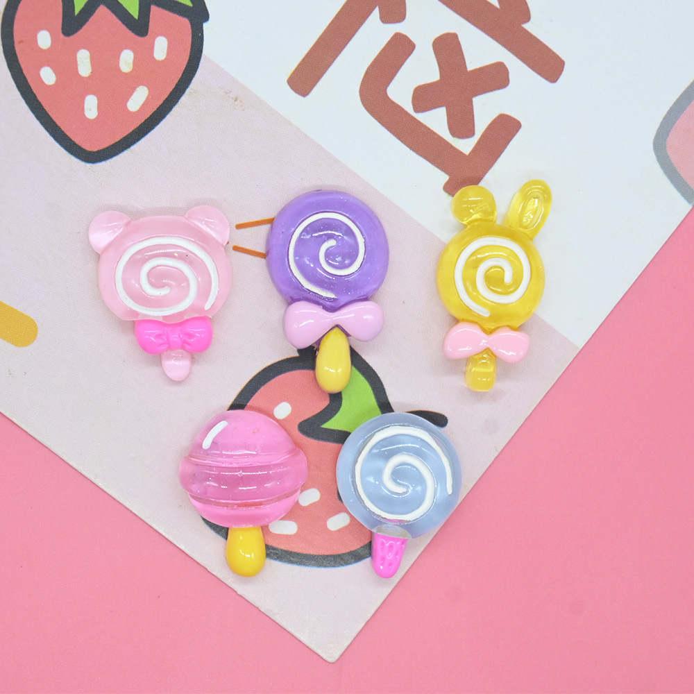 New transparent color lollipop resin accessories diy cream gel accessories hairpin hair rope refrigerator phone shell