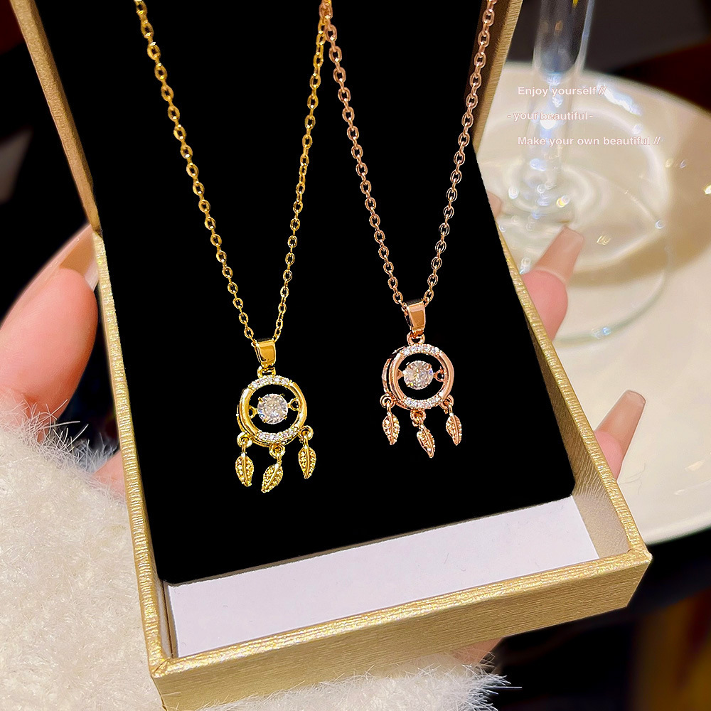 Elegant Dream Catcher Necklace Ins Advanced Clavicle Chain New Simple Pendant Niche Titanium Steel Jewelry