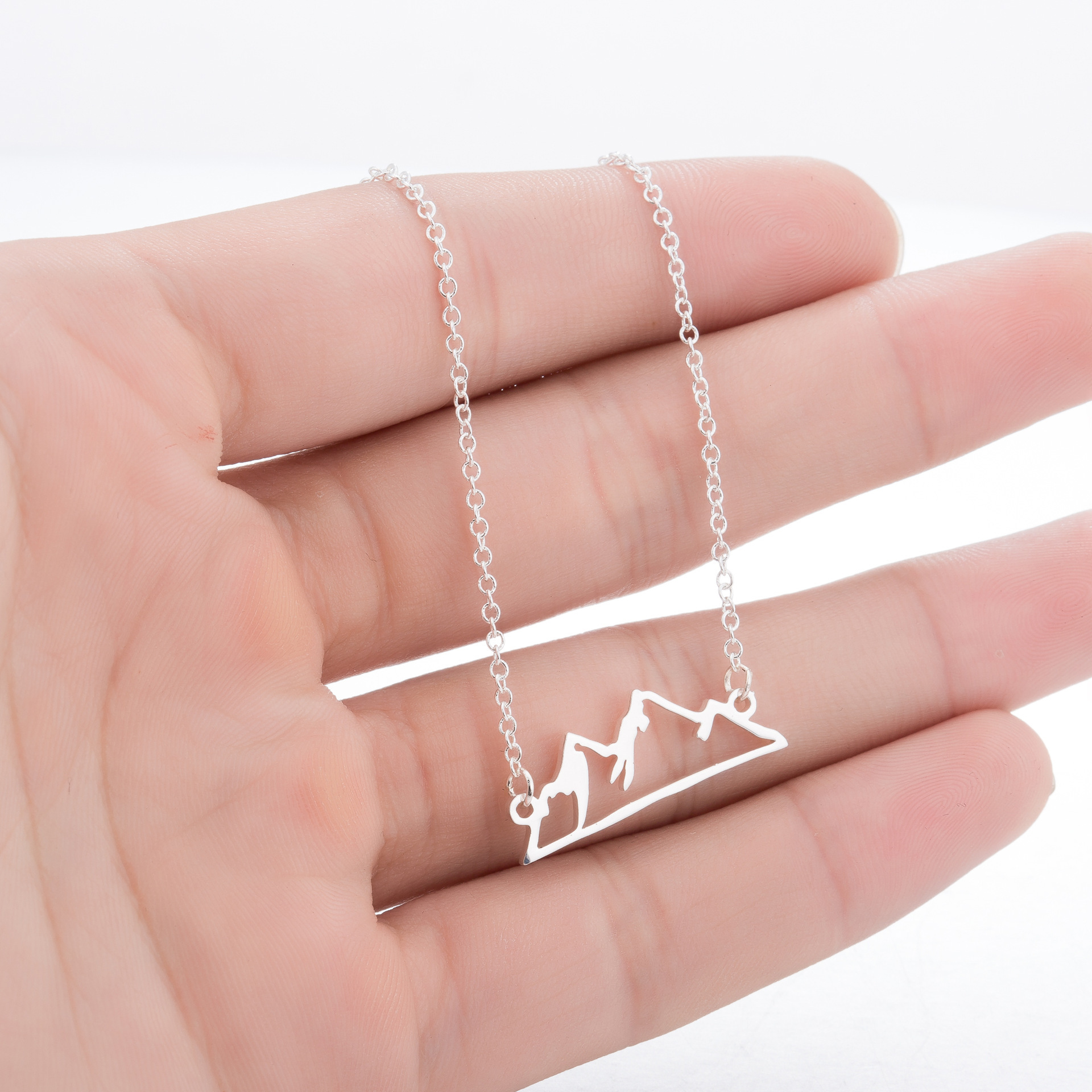 Sweet New Fashion Peak Personalized Cut Out Snow Mountain Ins Necklace Simple Cross-Border Export Jewelry Wholesale