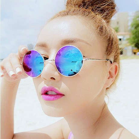 European and American Retro Small Round Sunglasses for Men and Women Sunglasses Colorful Reflective Large Frame Prince Mirror Fashionable Mirror