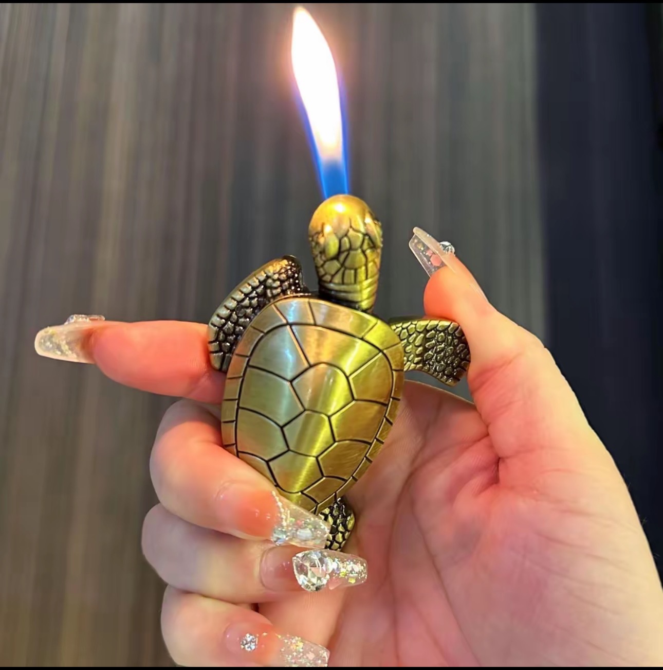 Decorative Little Golden Turtle Inflatable Open Flame Lighter Turtle Sea Turtle Creative Design Lighter Creative Lighter New Model