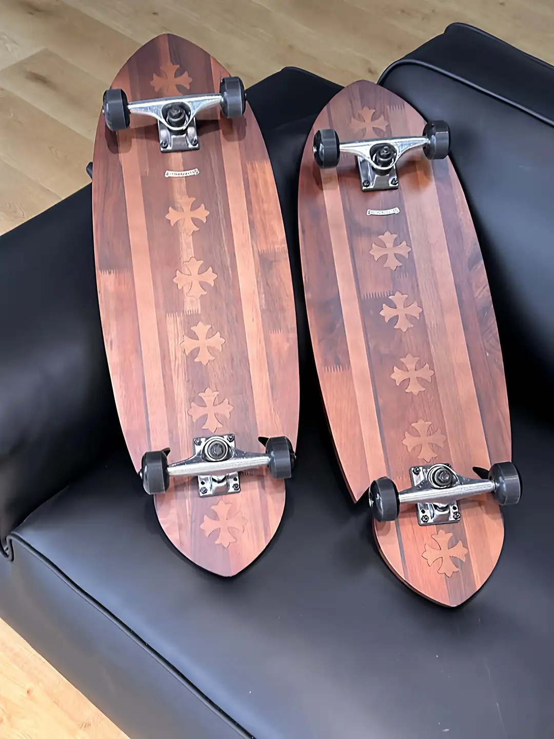 Dark Trendy Aesthetics, Ebony Solid Wood, Cross Inlay, Embossed Rivets, Home Decoration Irregular Skateboard