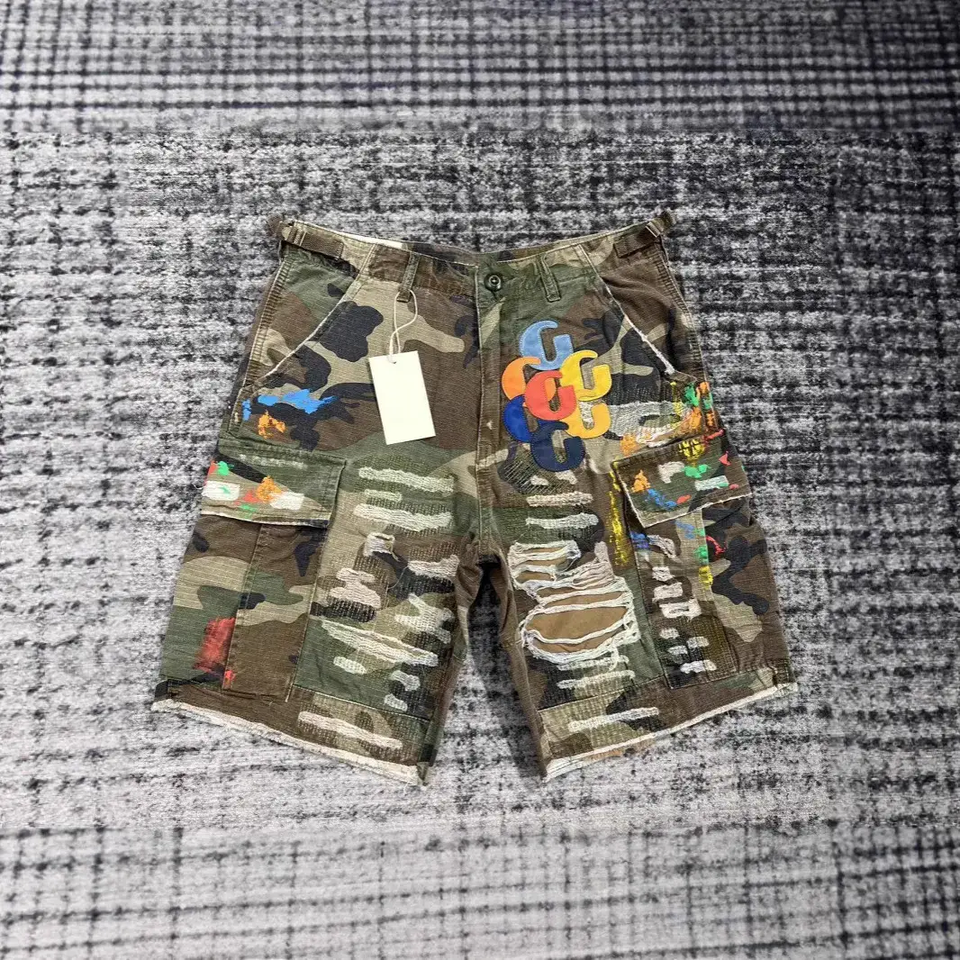 European and American Cross-Border Spring and Summer High Street Embroidered Gallerydept Jeans Trendy Street Fashion Ripped Shorts