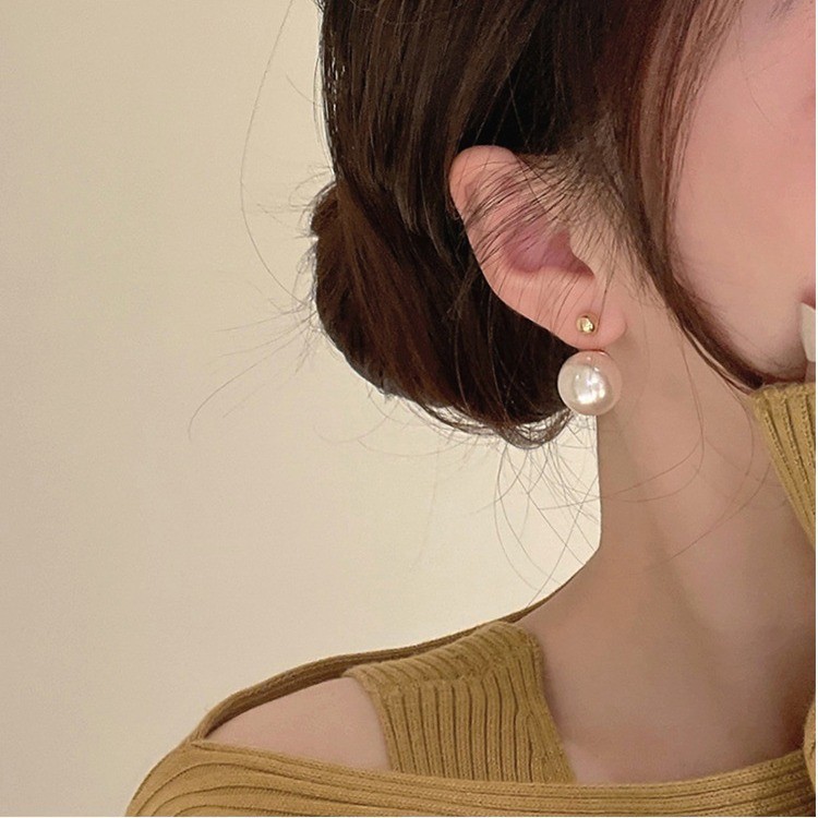 Pearl Earrings That Can Be Worn on Both Sides, Feminine and Fashionable Earrings, Light Luxury Niche Design, High-End Autumn and Winter Pearl Earrings