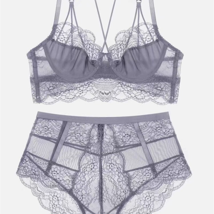 New Foreign Trade European and American Sexy Bra French Underwear Thin Lace Push-up Women's Bra Set