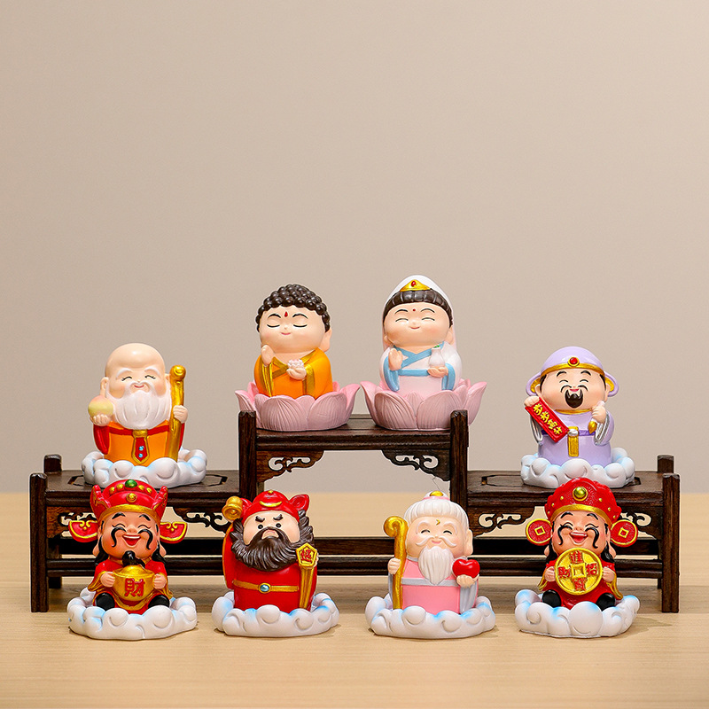 Fuxi Little Fairy Xiangyun God of Wealth Office Desktop Ornaments Crafts Wholesale Fairy Ornaments Five Road God of Wealth